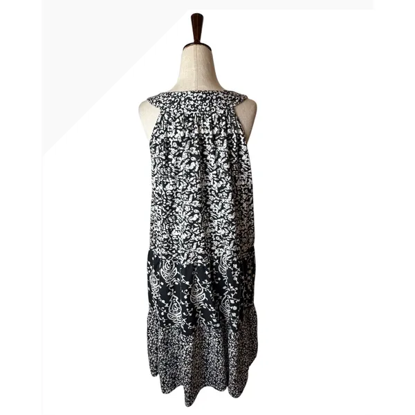 The Vermont Country Store Midi Dress Women Small Black White Cotton Boho - Image 3