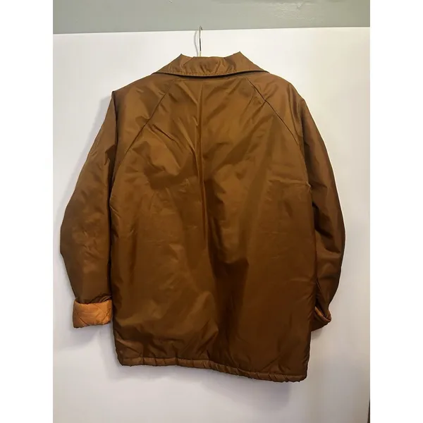 Vintage Camel Brown Faux Fur Lined Coat Jacket Snap Front Unisex Size L-XL Warm - Image 13