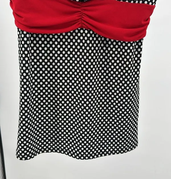 Maurices Y2K Babydoll stretchy Black White red Polka Dot tank pin up 90s M - Image 3