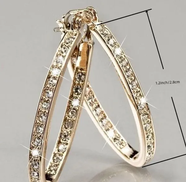 Ladies Gorgeous 14K Gold Zirconia Hoop Earrings - Image 3