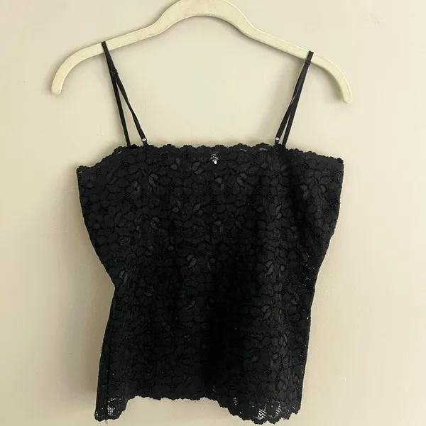 Y2k‎ Black Ferocious Chik Square Neckline Sheer Floral Lace Tank Top - Image 6