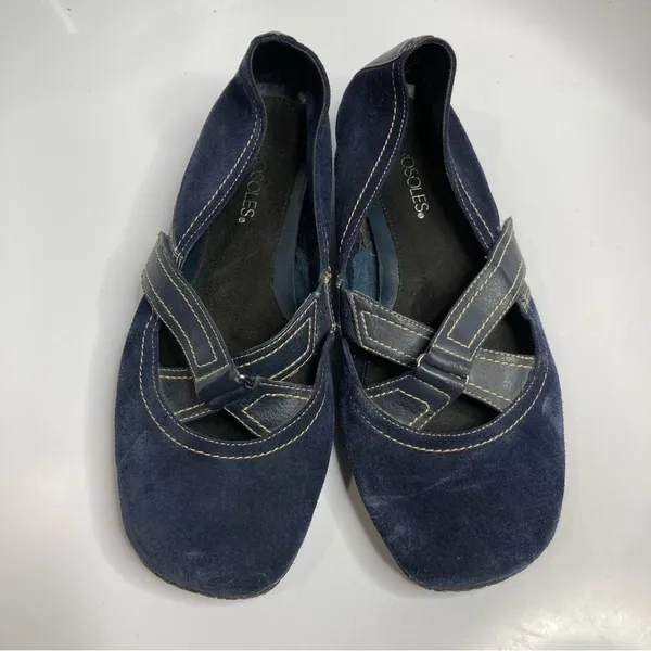 AEROSOLES butterscotch‎ flats navy blue leather size 8.5 - Image 6