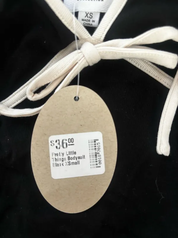 Pretty Little Thing Bodysuit Black with White Details - Image 3