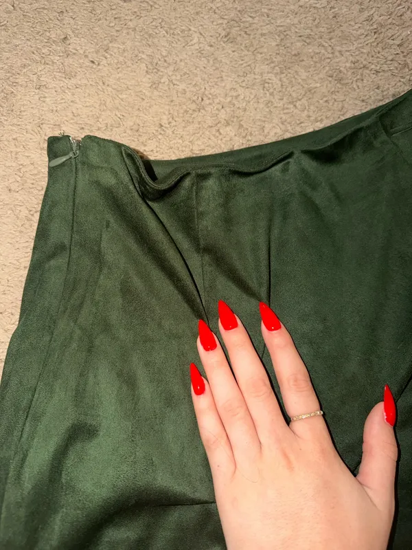 Blue Rain Green Suede Mini Skirt - Image 3