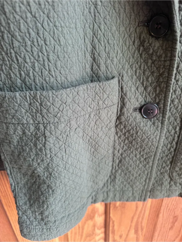Madewell Diamond Jacquard Shaw Blazer Dark Forest Green Size Medium 100% cotton - Image 3