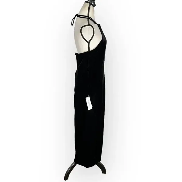 Bardot Alisa Midi Velour Dress Women's 12 Black Halter Knee Length Sleeveless - Image 6