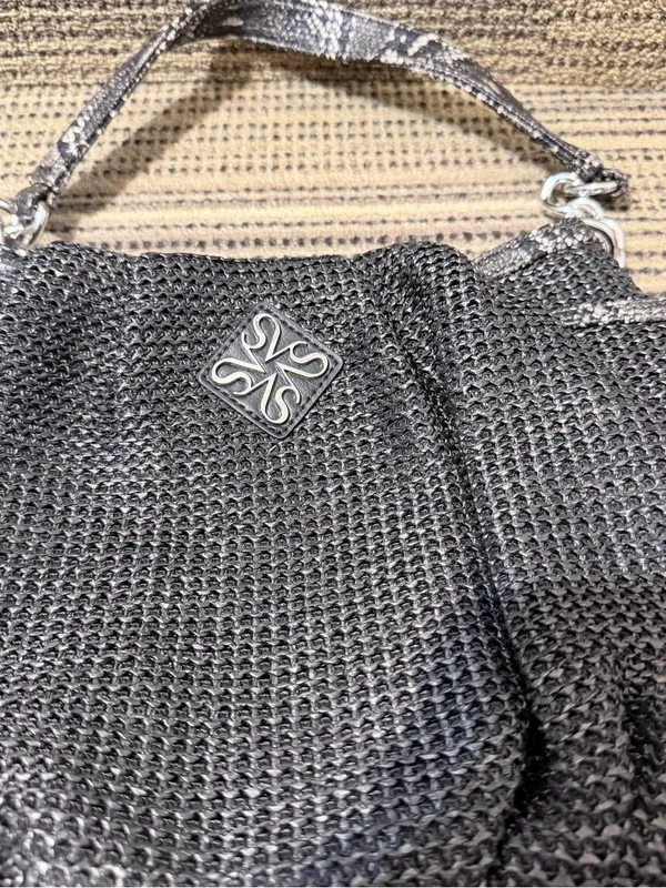 Simply Vera Vera Wang Black Woven Hobo with Silver Accent snakeskin print - Image 3