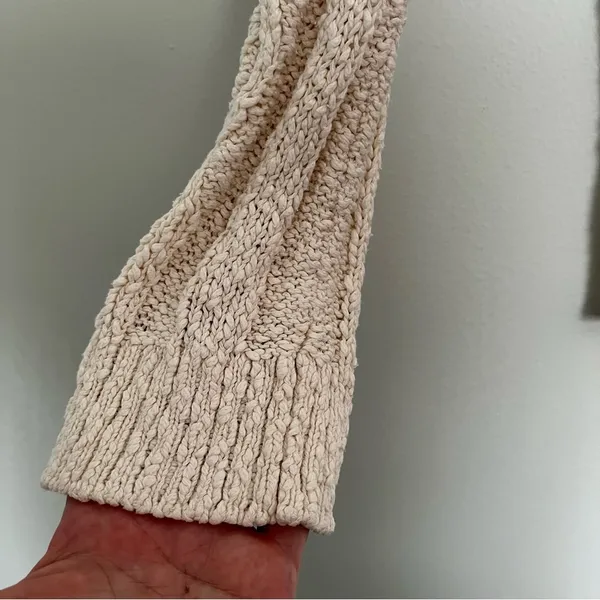 J. Crew Knit Cotton Hooded Pullover Sweater Size Small. Cream colored - Image 4