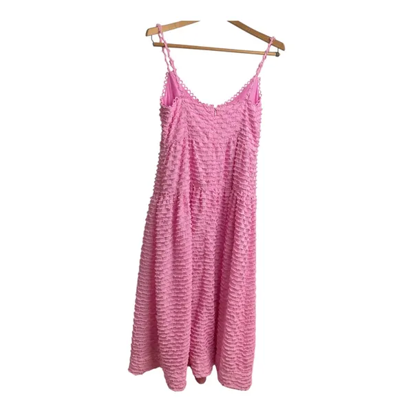 LOST‎ + WANDER Pink Paloma Maxi Dress M Spaghetti Strap Tiered Textured Crinkle - Image 2