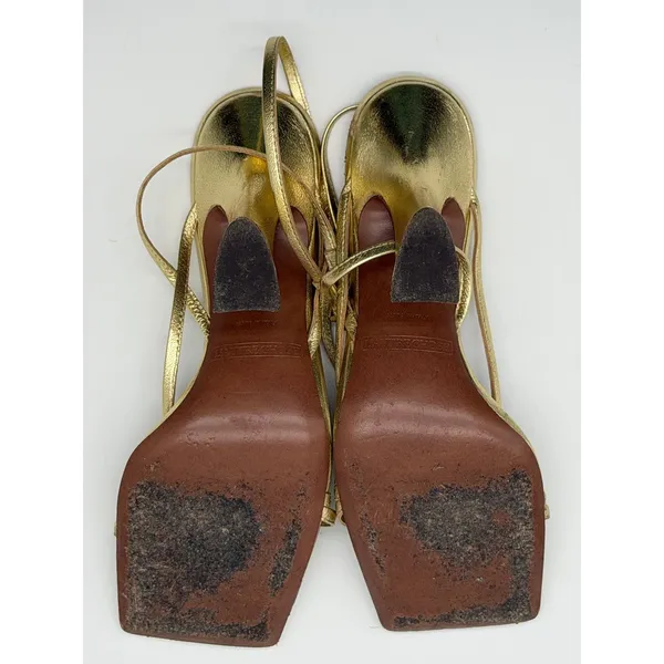 L'Autre‎ Chose Strappy Sandals Womens 36 Gold Metallic Leather Square Toe Italy - Image 5