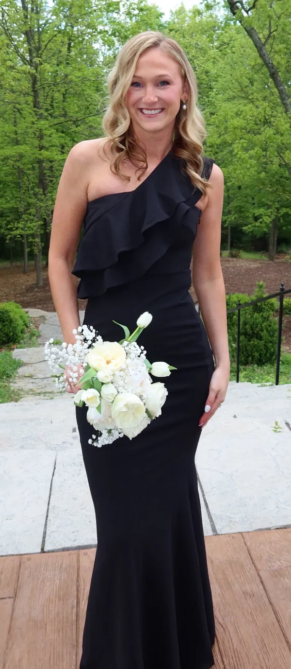 Black ruffled one shoulder maxi dress - Lulus  - Image 2