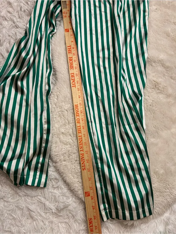 Victoria’s Secret satin green white stripe wide leg pajama pants woman’s XL - Image 8