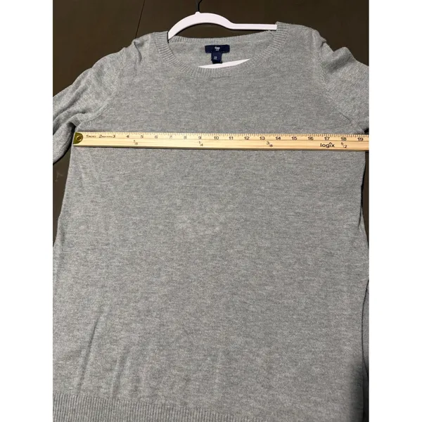 Gap Women's Gray Crew Neck Long Sleeve Cotton Viscose Blend Sweater Size L - Image 5