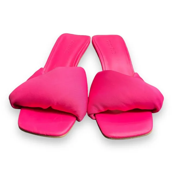 Open Edit Cleo Sandal Size 5 Neon Pink Barbie Kitten Block Heel 80s Slip On - Image 2
