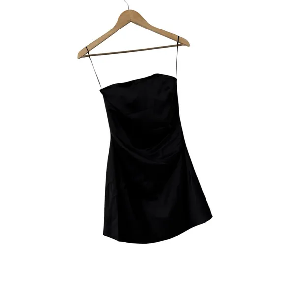 WAYF Kenny Strapless Ruched Satin Mini Dress - Image 3