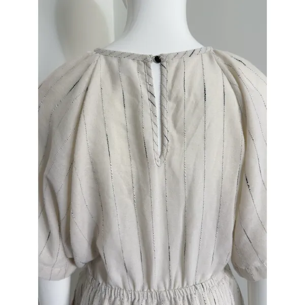 Anthropologie Feather Bone Soleil Ivory Stripe Textured Jumpsuit Women’s Size S - Image 8