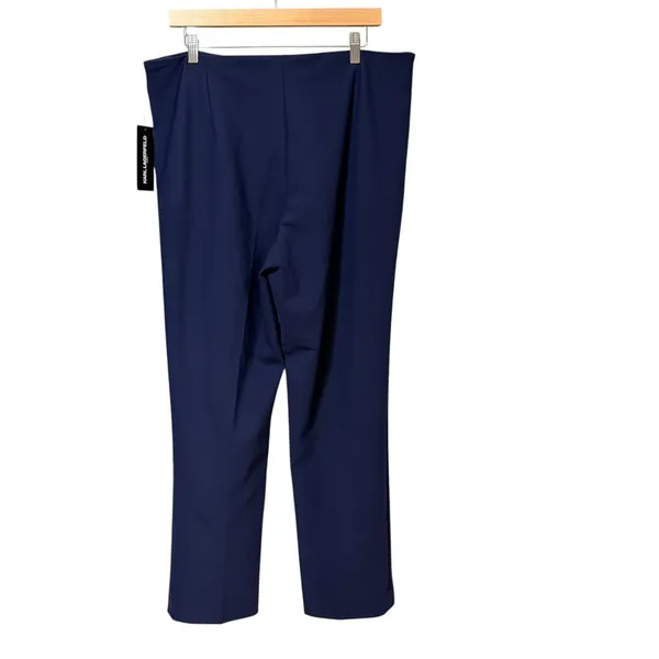 Karl Lagerfeld Paris Navy Blue Gold Zip Accent Straight Leg Dress Pants Size 16 - Image 2