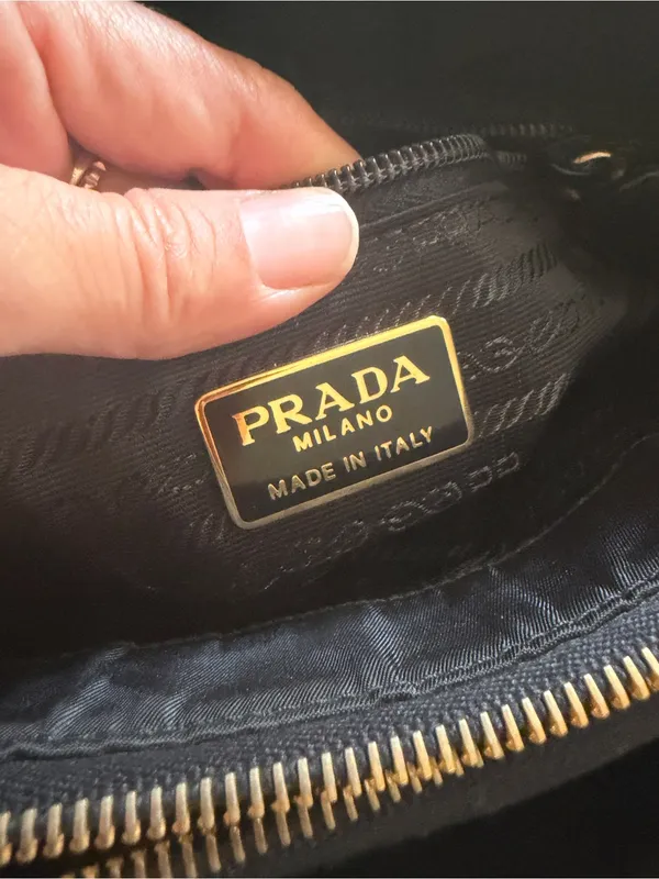 Prada Tessuto Nylon Chain Shoulder Bag Black Triangle Logo Pre-owned Auth VTG - Image 7