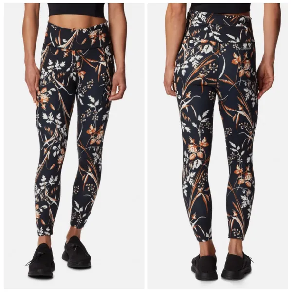 Columbia Weekend Adventure Leggings Women XL Black Floral 7/8 Gorpcore Botanical - Image 3