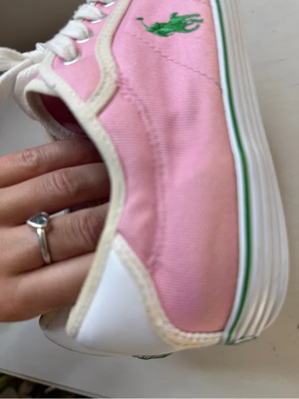 90's Polo Ralph Lauren light pink Canvas sneakers (size 8) vintage preppy Y2K - Image 4