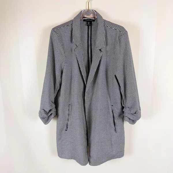 Rachel Zoe Women’s Houndstooth Ruched Sleeve Blazer XL - Image 2