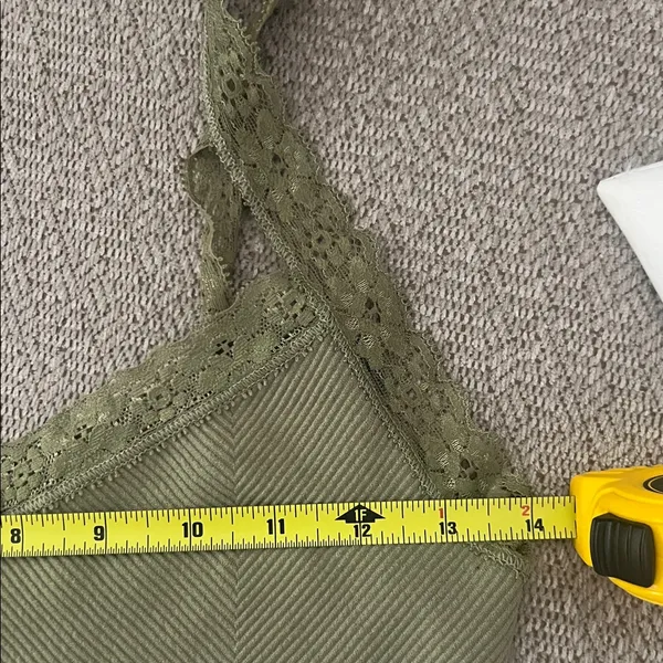 Olive Green Ribbed Lace Trim Crop Top Bralette Festival Y2K Women’s - Image 3
