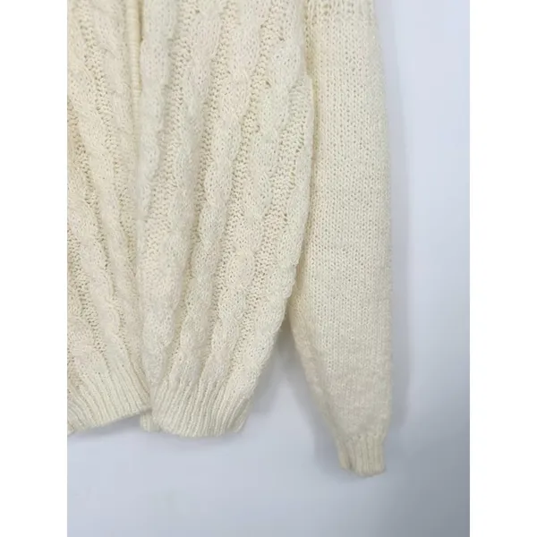 Vintage Robert Scott Ltd Cable Knit Button Cardigan Cream Sweater‎ Sz 34 Cottage - Image 3