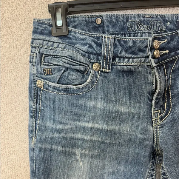 Miss Me Women Size‎ 30 Boot Cut distressed Blue Denim Jeans Western - Image 3