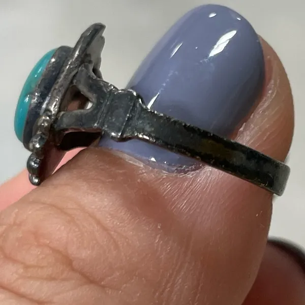 Vintage Turquoise and Sterling Silver Ring Womens Southwestern Western Native - Image 3