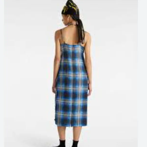 NWT Vans camden check slip dress in blue XS - Image 4