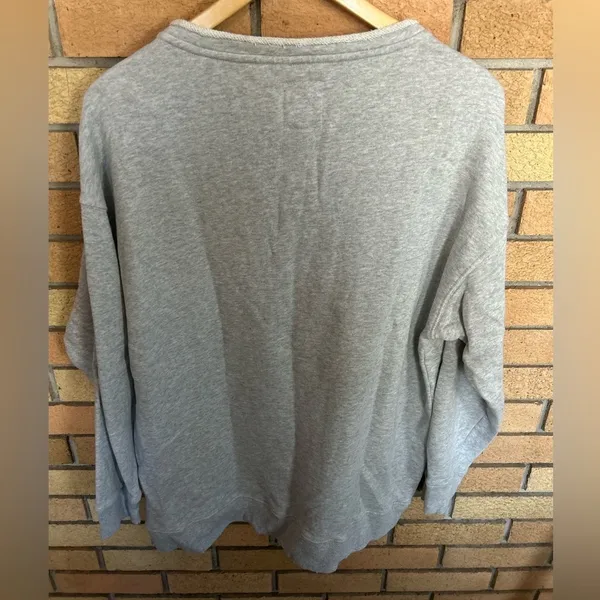 Aerie Lace Up Oversized Crew Sweatshirt Grey Size Small - Image 4