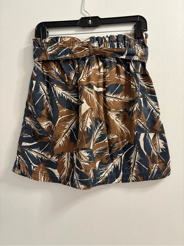C&C California Tropical Palm Leaf Mini Skirt Medium Paperbag Waist Lyocell Boho - Image 3