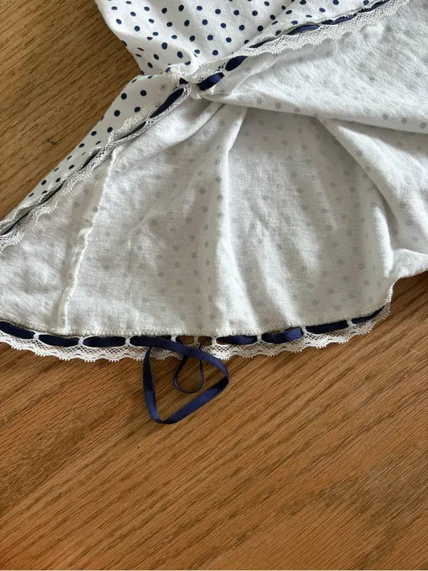 Frankies bikinis White Polka Dot Slip with Navy Trim - Image 2