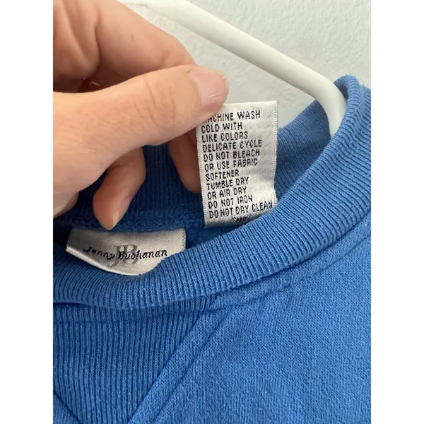 Vintage Jenny Buchanan Sweatshirt Women's Medium Blue Pullover Crewneck - Image 5
