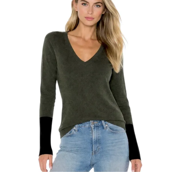 Club Monaco Italian Wool Agnes Sweater Green and Black Size S - Image 9