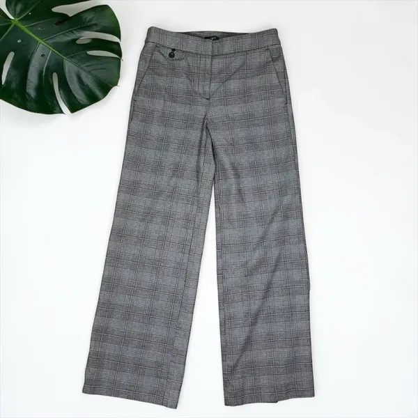 LOFT Glen Plaid Check Wide Leg Trousers - Image 7
