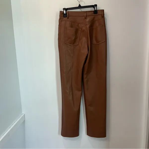Artizia Wilfred The Melina Vegan Leather Pants Cognac Brown Womens Size 0 - Image 4