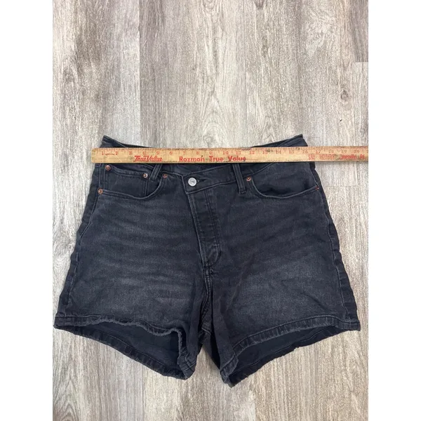 Abercrombie & Fitch The Dad Short High Rise Crossover Black Denim Shorts 32 14 - Image 4