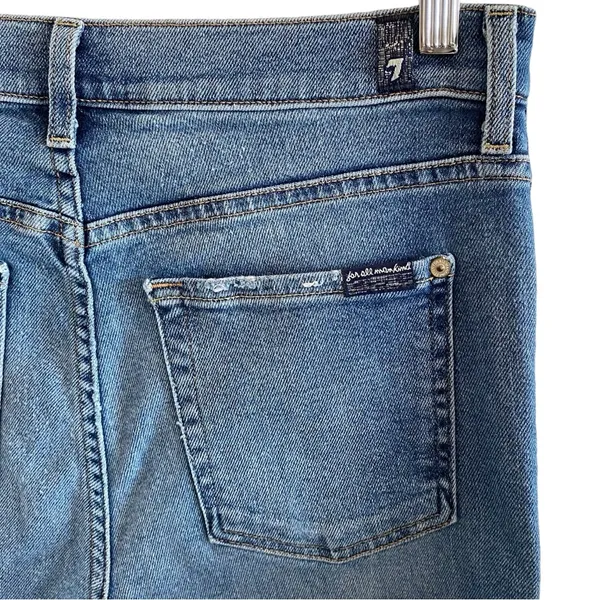 7 For All Mankind High Waist Ankle Skinny Jeans With Silver Shimmer Side Stripe - Image 11