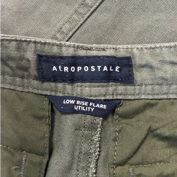 Aeropostale Womens Low Rise Flare Utility Cargo Pants Olive Green Size S - Image 2