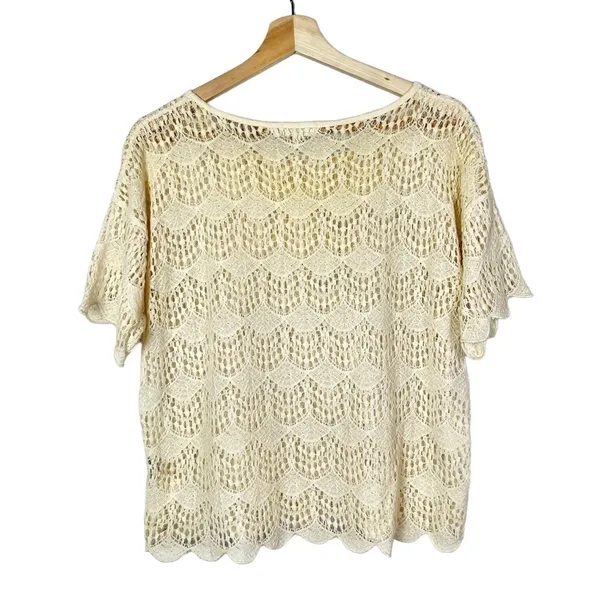 Madewell‎ Cream Lace Short Sleeve Blouse M - Image 2