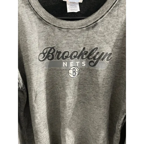 NBA Brooklyn Nets Women's Burnout Crew Neck Fleece Sweatshirt Size L New - Image 2