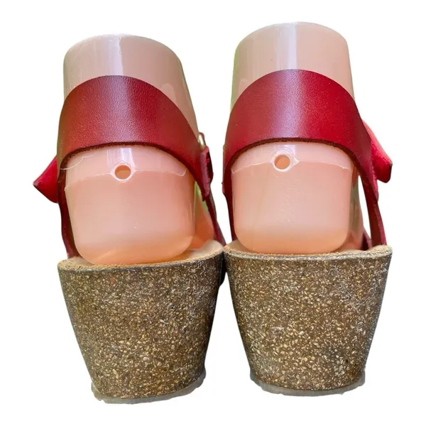 OTBT Red Leather Harriet Strap Wedge Sandal Euro Vacation Retro Boho Comfort 6M - Image 10