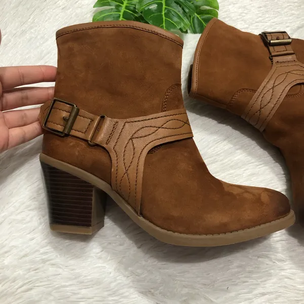 Earth Leather Suede Ankle Boot Lina Arlington Cowgirl Size 8‎ Western Boho - Image 3