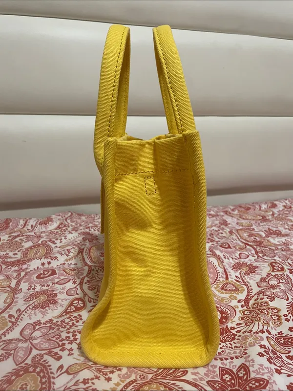 Marc Jacobs Yellow Canvas Mini Tote with Black Strap - Image 5