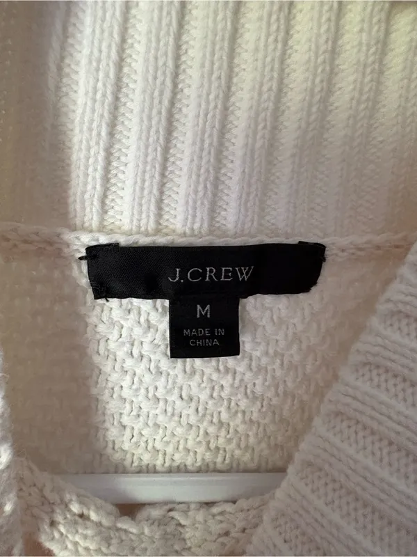 J. Crew Cotton Cable Knit Mock Neck Pullover Cozy Preppy Turtleneck Sweater sz M - Image 4