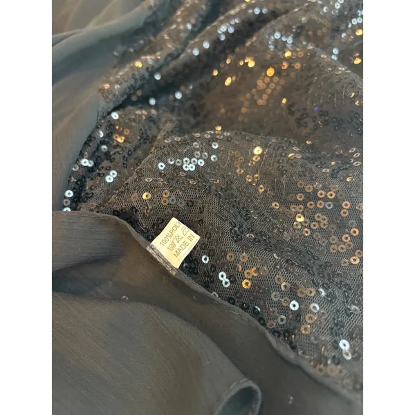 Black Sequin Kaftan Top Sheer Batwing Sleeve Oversized Party Blouse goth - Image 5