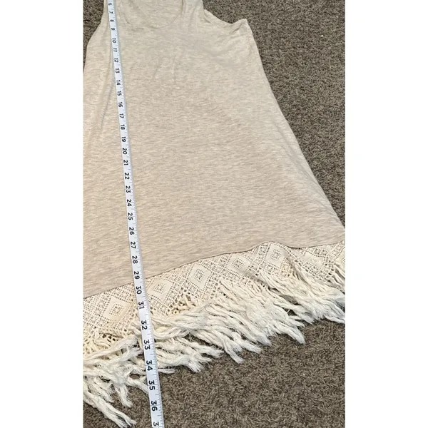 Anthropologie‎ Dolan Dress Sz Small Beige Fringe Tank Lined Boho Fairy Grunge - Image 11