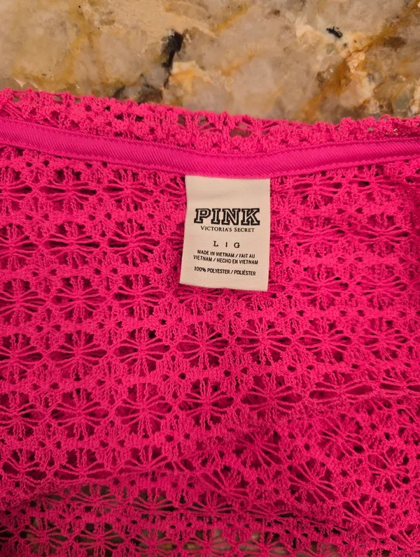 Victoria's Secret PINK Top Crochet Style Cover Up L Pink - Image 3