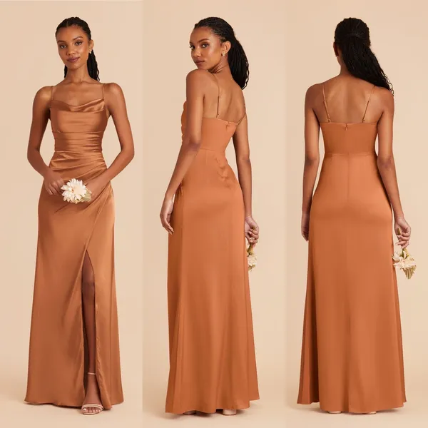 Birdy Grey Bridesmaid Dress Lydia Rust Satin Cowl High Slit Size XS Summer Fall - Image 6